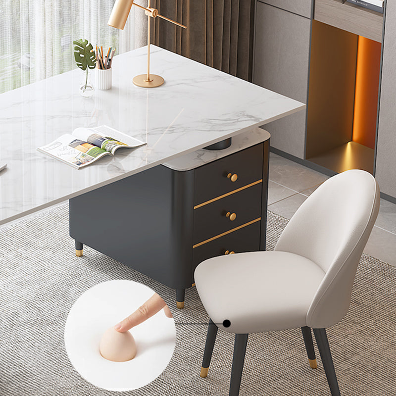 Glam voetstuk Writing Desk White 3 Lads Office Desk met metalen benen