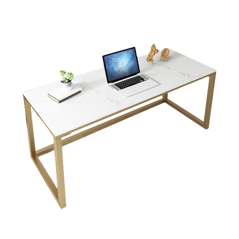 Glam Marble Office Desk 1-plank rechthoekig schrijfbureau met metalen benen