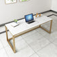 Glam Marble Office Desk 1-plank rechthoekig schrijfbureau met metalen benen