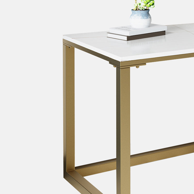 Glam Marble Office Desk 1-plank rechthoekig schrijfbureau met metalen benen