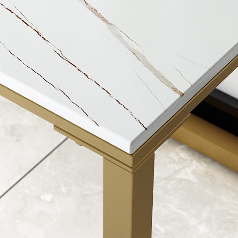 Glam Marble Office Desk 1-plank rechthoekig schrijfbureau met metalen benen