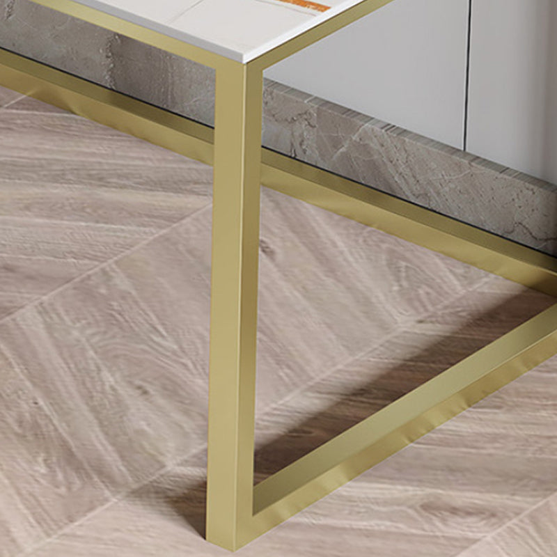 Glam Marble Office Desk 1-plank rechthoekig schrijfbureau met metalen benen