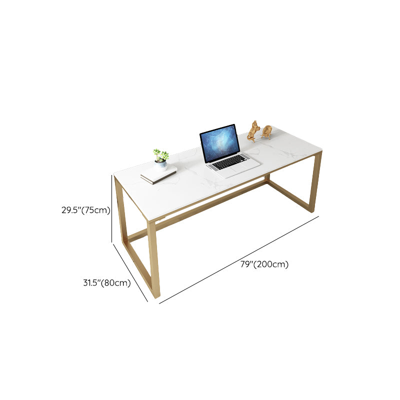Glam Marble Office Desk 1-plank rechthoekig schrijfbureau met metalen benen