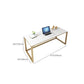 Glam Marble Office Desk 1-plank rechthoekig schrijfbureau met metalen benen