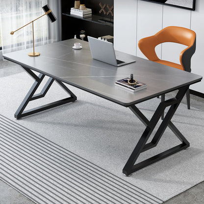 Industriële computerbureau antieke afwerking rechthoekige kantoorbureau met metalen benen