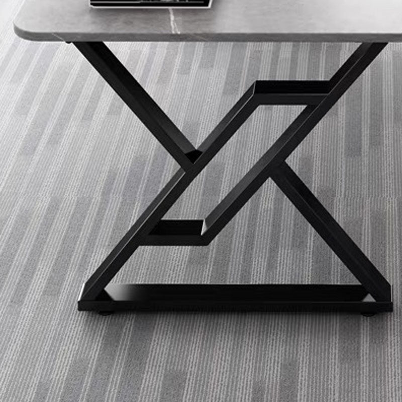 Industriële computerbureau antieke afwerking rechthoekige kantoorbureau met metalen benen