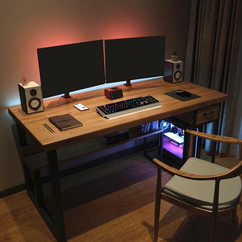 Contemporary Rectangular Computer Desk Home Solid Wood Office Desk with Legs 47.2"L x 23.6"W x 29.5"H Natural Clearhalo 'furn' 'furn_office_desk' 'Furniture' 'Office Desks' 'Office Furniture' 'office_desk' 6500221