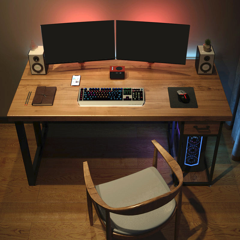 Contemporary Rectangular Computer Desk Home Solid Wood Office Desk with Legs 63"L x 27.6"W x 29.5"H Natural Clearhalo 'furn' 'furn_office_desk' 'Furniture' 'Office Desks' 'Office Furniture' 'office_desk' 6500223