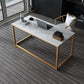 Glam Stone Office Desk 29.53-inch Tall Rectangular Writing Desk 63"L x 31.5"W x 29.5"H White-Gold Clearhalo 'furn' 'furn_office_desk' 'Furniture' 'Office Desks' 'Office Furniture' 'office_desk' 6500257
