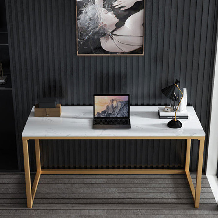 Glam Stone Office Desk 29.53-inch Tall Rectangular Writing Desk Clearhalo 'furn' 'furn_office_desk' 'Furniture' 'Office Desks' 'Office Furniture' 'office_desk' 6500270