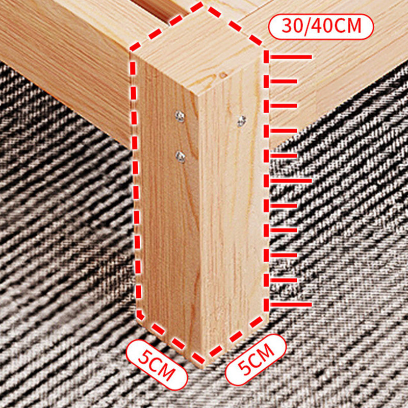 Natural Platform Bed Solid Wood Standard Bed with Rectangular Headboard