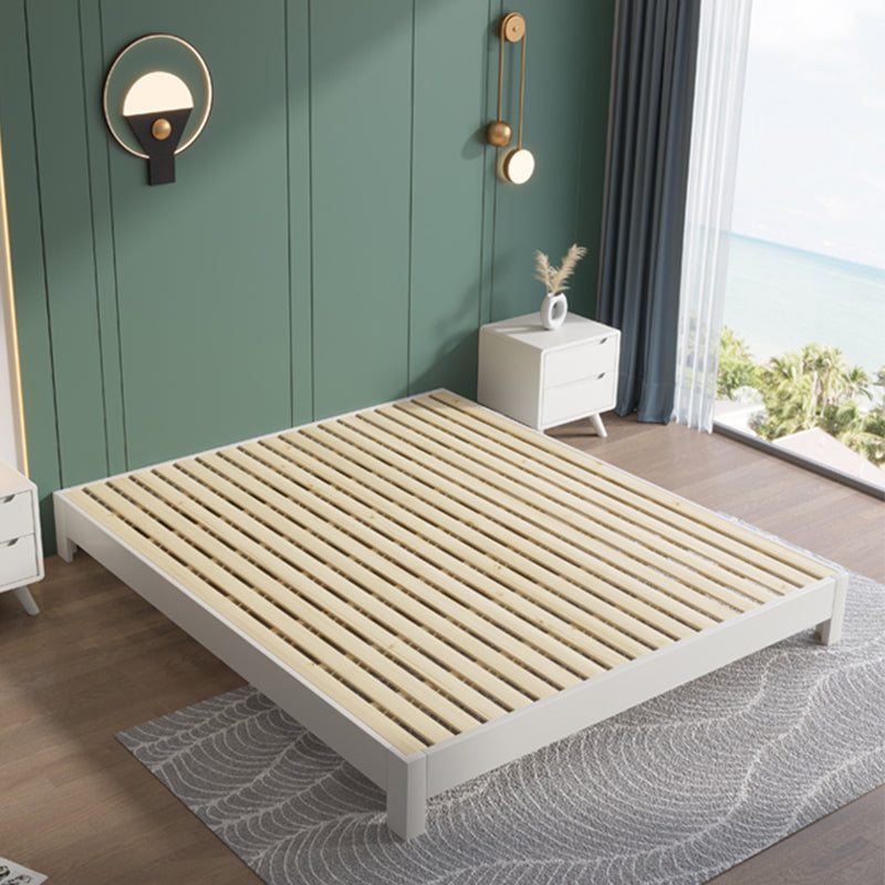 Modern White Platform Bed Solid Wood Platform Bed Frame with Headboard Queen Single Bed Unavailable Clearhalo 'Bedroom Furniture' 'Beds' 'furn' 'furn_beds' 'Furniture' 6500314