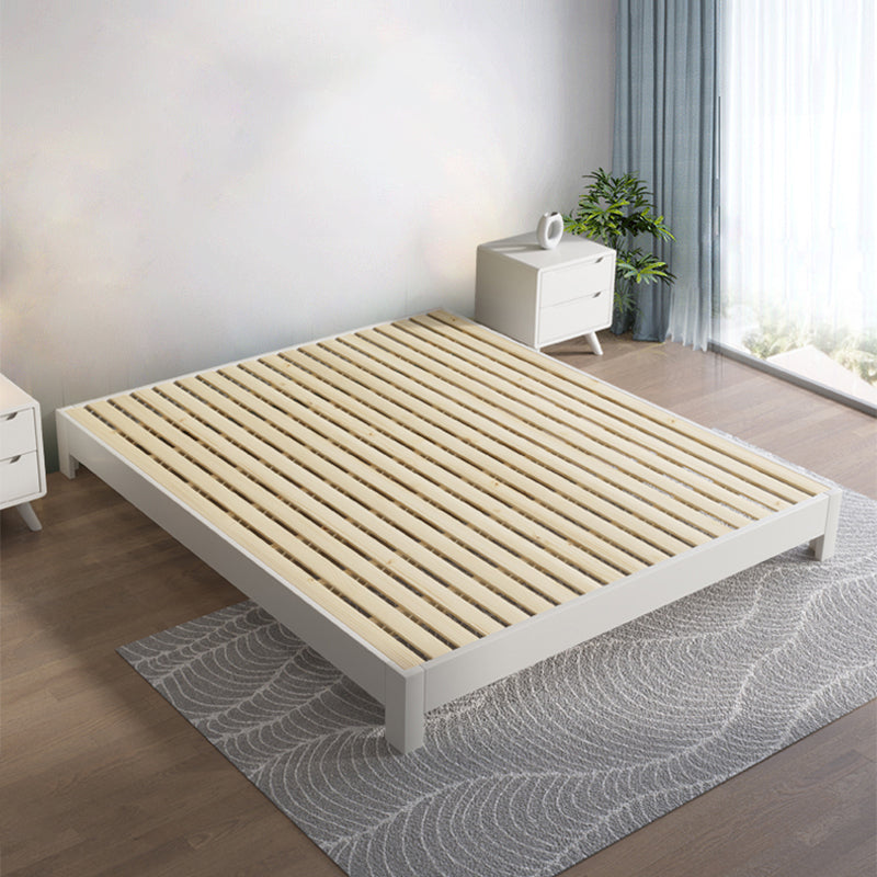 Modern White Platform Bed Solid Wood Platform Bed Frame with Headboard Full XL Single Bed Unavailable Clearhalo 'Bedroom Furniture' 'Beds' 'furn' 'furn_beds' 'Furniture' 6500315