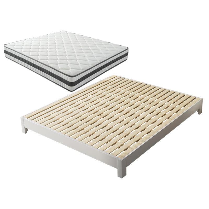 Modern White Platform Bed Solid Wood Platform Bed Frame with Headboard Bed & Mattress Spring & Coir Clearhalo 'Bedroom Furniture' 'Beds' 'furn' 'furn_beds' 'Furniture' 6500321