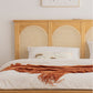Queen Size Solid Wood Bed Frame Tropical Rattan Panel Bed in Ash