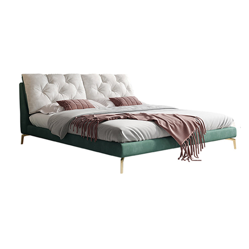 Lussuoso telaio da letto imbottito trapuntato King e letto a pannello queen size in verde scuro