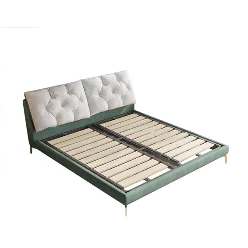 Lussuoso telaio da letto imbottito trapuntato King e letto a pannello queen size in verde scuro