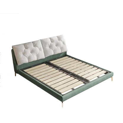 Lussuoso telaio da letto imbottito trapuntato King e letto a pannello queen size in verde scuro