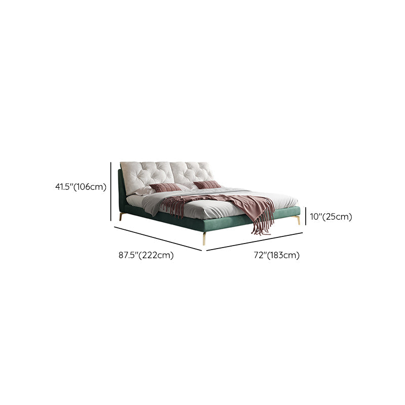 Lussuoso telaio da letto imbottito trapuntato King e letto a pannello queen size in verde scuro
