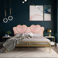 Metal Wire-Grid Bed Frame Upholstered Panel Bed with Heart-Shaped Headboard