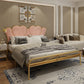 Metal Wire-Grid Bed Frame Upholstered Panel Bed with Heart-Shaped Headboard