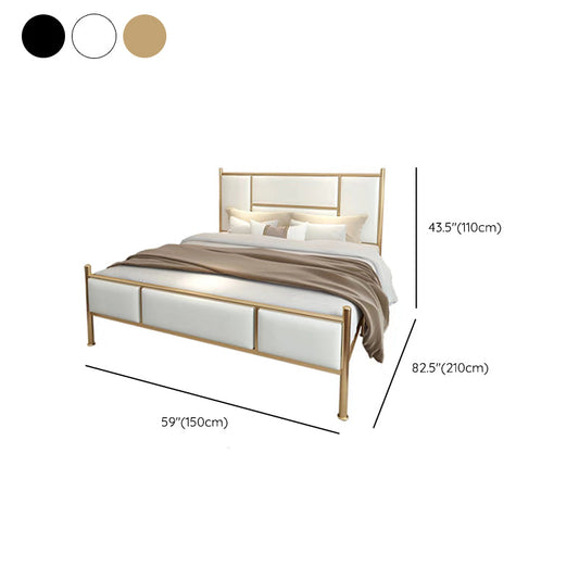 Luxurious Iron Panel Bed Upholstered Metal Bed Frame With Headboard and Footboard Clearhalo 'Bedroom Furniture' 'Beds' 'furn' 'furn_beds' 'Furniture' 6500432