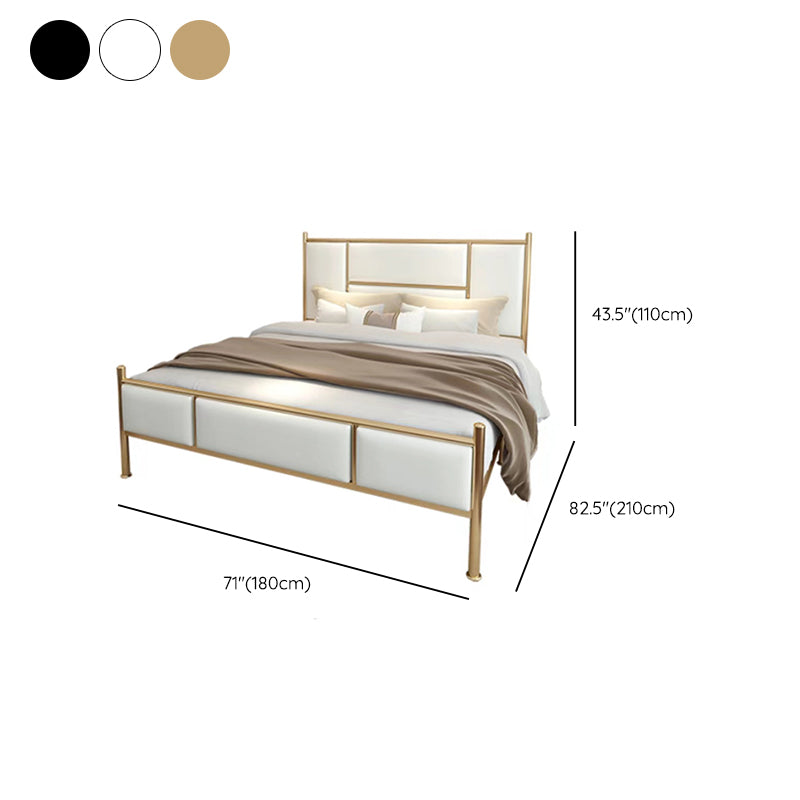 Luxurious Iron Panel Bed Upholstered Metal Bed Frame With Headboard and Footboard Clearhalo 'Bedroom Furniture' 'Beds' 'furn' 'furn_beds' 'Furniture' 6500433