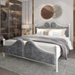 Glam Simple Metallic Bed Frame Upholstered Headboard Iron Panel Bed Gray-White Clearhalo 'Bedroom Furniture' 'Beds' 'furn' 'furn_beds' 'Furniture' 6500435