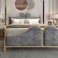 Glam Simple Metallic Bed Frame Upholstered Headboard Iron Panel Bed Clearhalo 'Bedroom Furniture' 'Beds' 'furn' 'furn_beds' 'Furniture' 6500441