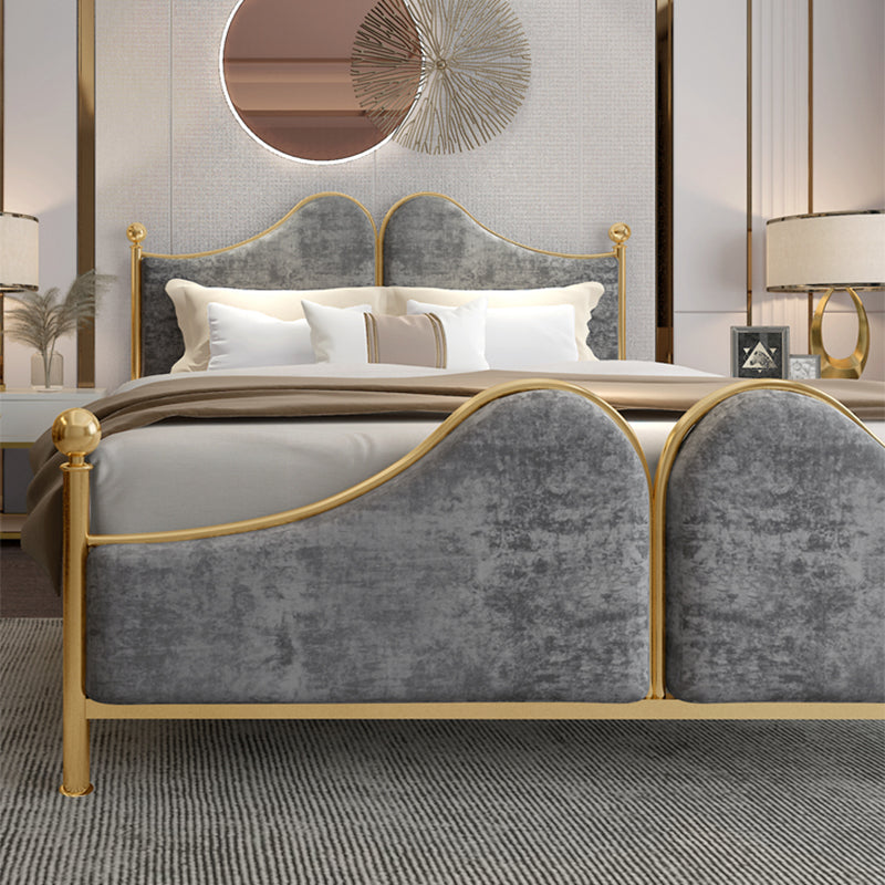 Glam Simple Metallic Bed Frame Upholstered Headboard Iron Panel Bed Clearhalo 'Bedroom Furniture' 'Beds' 'furn' 'furn_beds' 'Furniture' 6500441