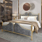 Glam Simple Metallic Bed Frame Upholstered Headboard Iron Panel Bed Grey-Gold Clearhalo 'Bedroom Furniture' 'Beds' 'furn' 'furn_beds' 'Furniture' 6500442
