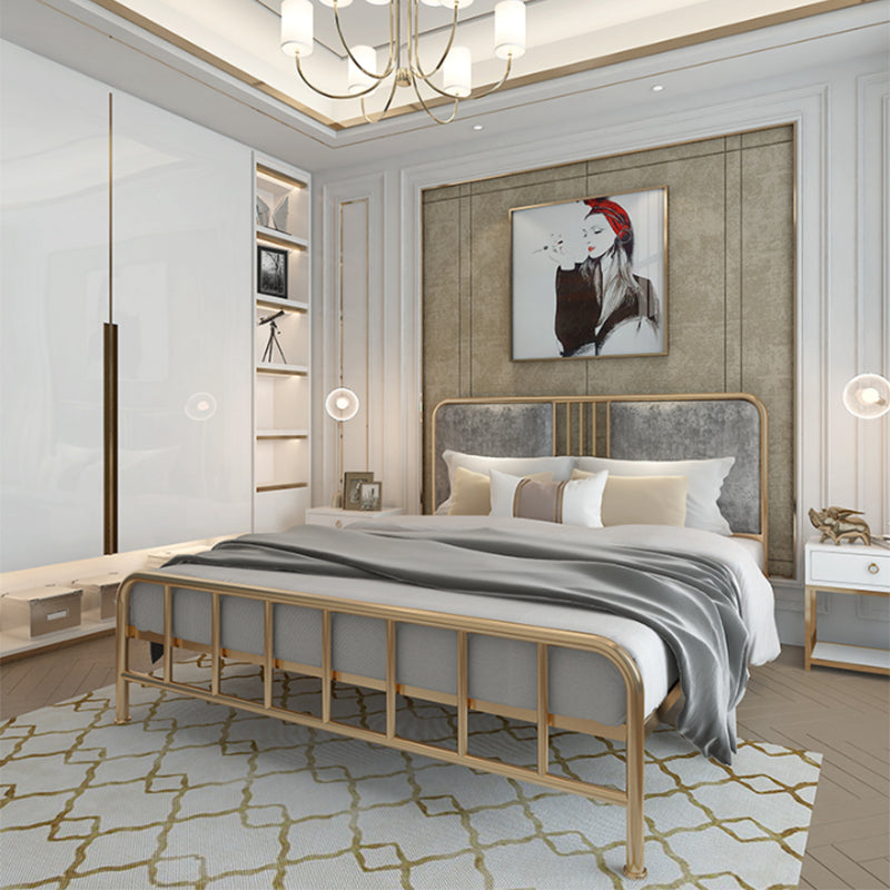 Gestoffeerd metalen open-frame bed 43,3-in High Golden Bed frame