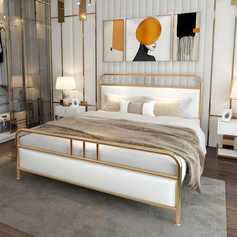 Cadre de lit en métal standard contemporain avec tête de lit rembourrée
