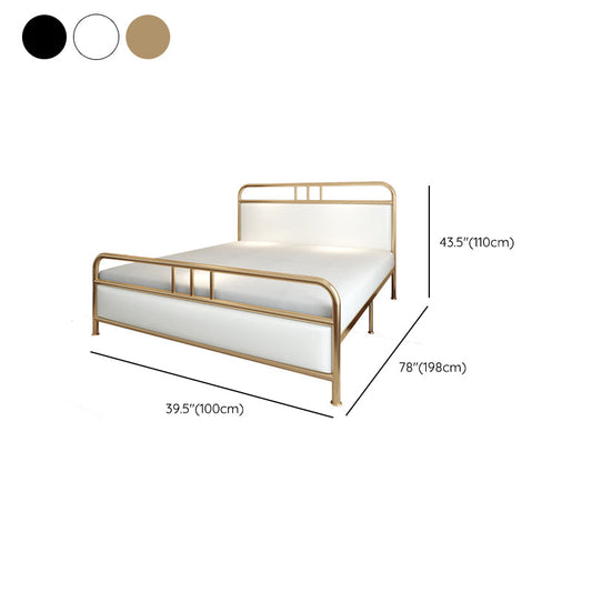 Contemporary Standard Bed Metal Bed Frame with Upholstered Headboard