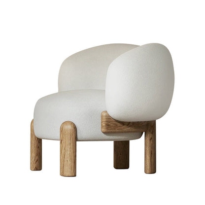 Contemporary Basic Four Leg Armchair Bedroom Solid Color Arm Chair Off-White Flannel 1 Piece Clearhalo 'Accent Chairs' 'accent_chairs' 'Chairs & Seating' 'furn' 'furn_accent_chairs' 'Furniture' 'Living Room Furniture' 6500639