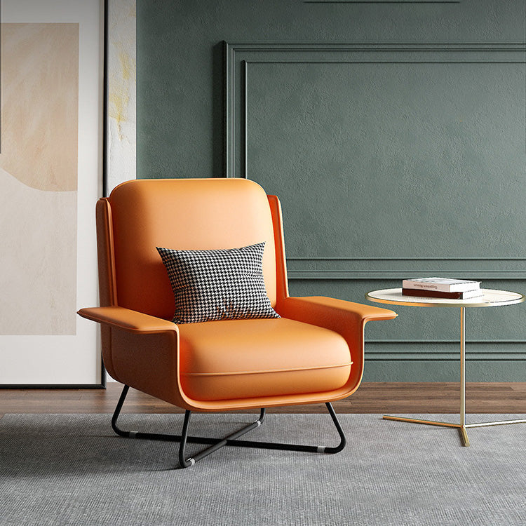 Contemporary Cross Accent Armchair Arms Included Office Accent Chair Orange Faux Leather 1 Piece Clearhalo 'Accent Chairs' 'accent_chairs' 'Chairs & Seating' 'furn' 'furn_accent_chairs' 'Furniture' 'Living Room Furniture' 6500702