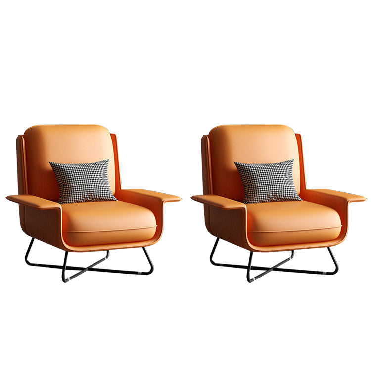Contemporary Cross Accent Armchair Arms Included Office Accent Chair Orange Faux Leather 2 Piece Set Clearhalo 'Accent Chairs' 'accent_chairs' 'Chairs & Seating' 'furn' 'furn_accent_chairs' 'Furniture' 'Living Room Furniture' 6500703