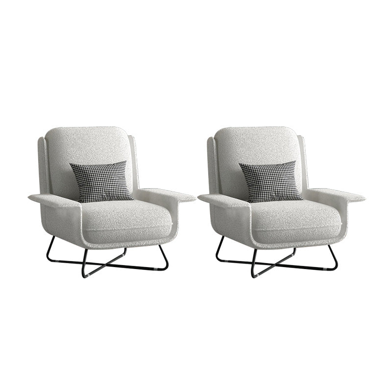 Contemporary Cross Accent Armchair Arms Included Office Accent Chair White Wool Blend 2 Piece Set Clearhalo 'Accent Chairs' 'accent_chairs' 'Chairs & Seating' 'furn' 'furn_accent_chairs' 'Furniture' 'Living Room Furniture' 6500705