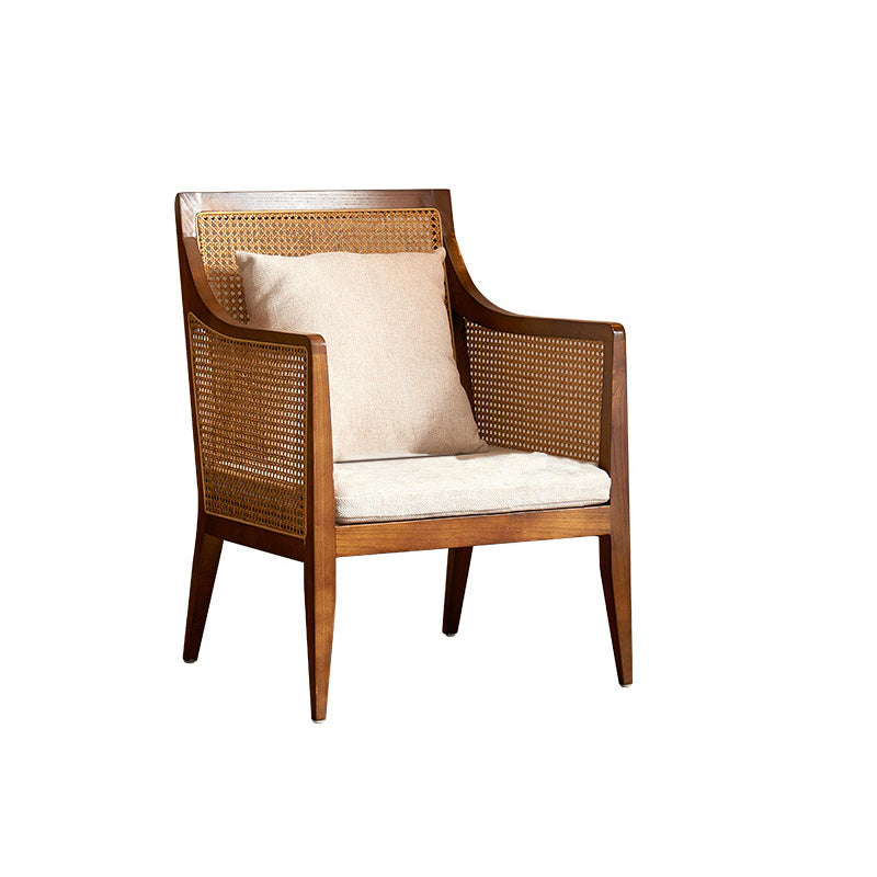 Mid-century Accent Armchair Removable Cushions Accent Room Chair Cotton and Linen 1 Piece Walnut Clearhalo 'Accent Chairs' 'accent_chairs' 'Chairs & Seating' 'furn' 'furn_accent_chairs' 'Furniture' 'Living Room Furniture' 6500717