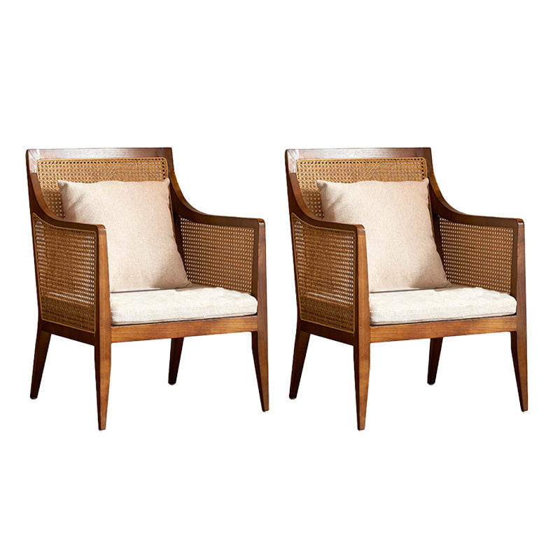 Mid-century Accent Armchair Removable Cushions Accent Room Chair Cotton and Linen 2 Piece Set Walnut Clearhalo 'Accent Chairs' 'accent_chairs' 'Chairs & Seating' 'furn' 'furn_accent_chairs' 'Furniture' 'Living Room Furniture' 6500719