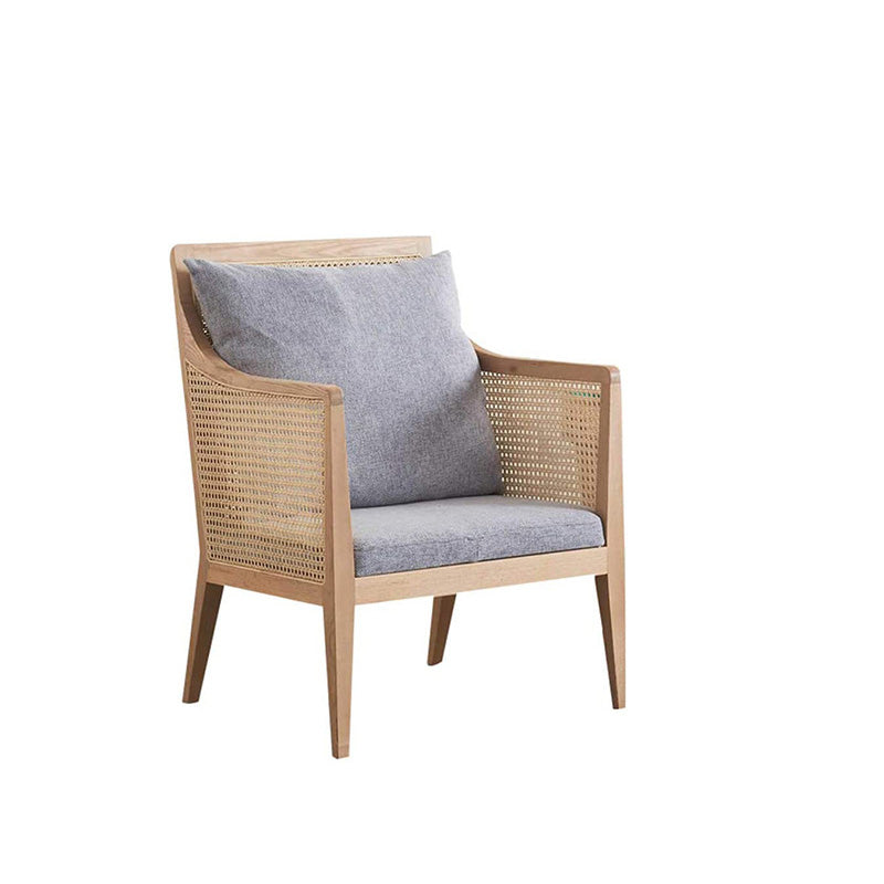 Mid-century Accent Armchair Removable Cushions Accent Room Chair Cotton and Linen 1 Piece Natural Clearhalo 'Accent Chairs' 'accent_chairs' 'Chairs & Seating' 'furn' 'furn_accent_chairs' 'Furniture' 'Living Room Furniture' 6500721