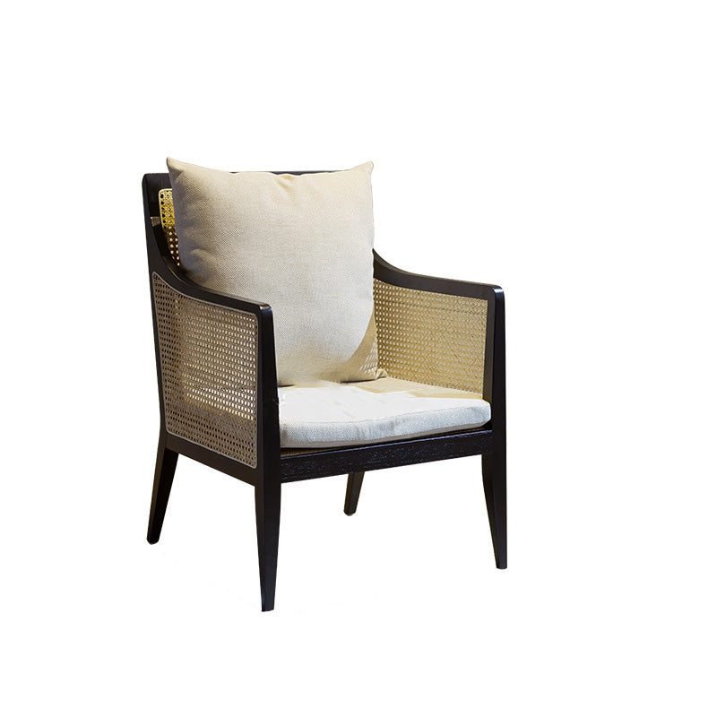 Mid-century Accent Armchair Removable Cushions Accent Room Chair Cotton and Linen 1 Piece Black Clearhalo 'Accent Chairs' 'accent_chairs' 'Chairs & Seating' 'furn' 'furn_accent_chairs' 'Furniture' 'Living Room Furniture' 6500723