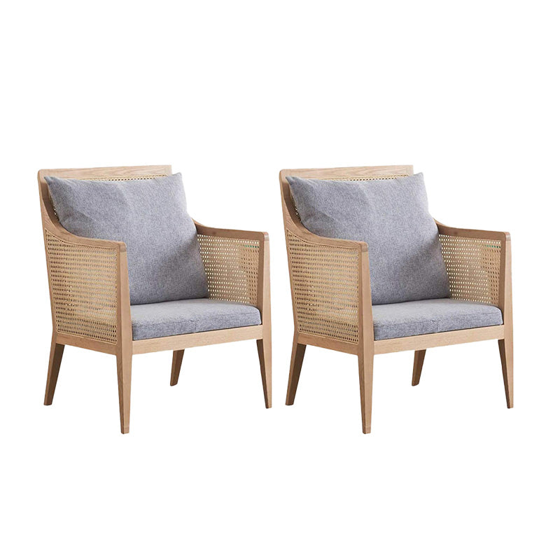 Mid-century Accent Armchair Removable Cushions Accent Room Chair Cotton and Linen 2 Piece Set Natural Clearhalo 'Accent Chairs' 'accent_chairs' 'Chairs & Seating' 'furn' 'furn_accent_chairs' 'Furniture' 'Living Room Furniture' 6500724