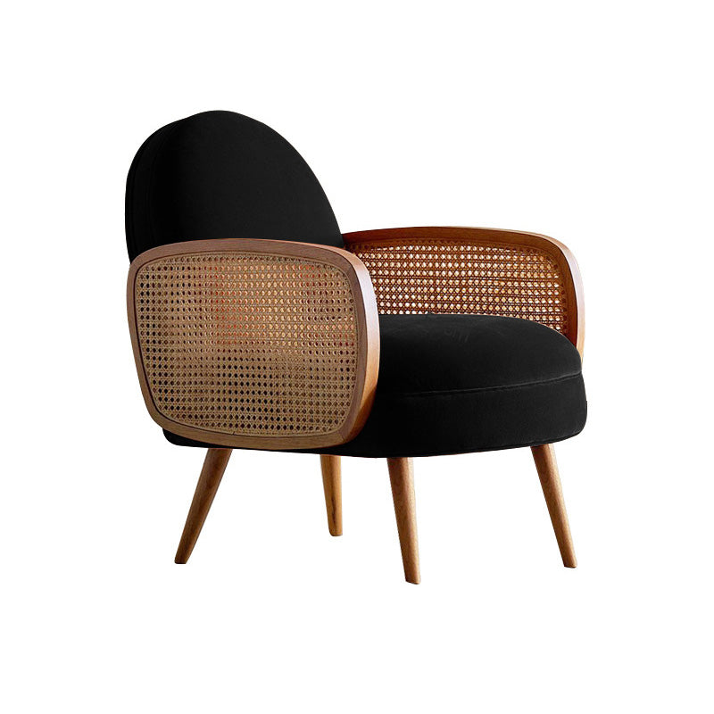 Mid-century Fixed Back Accent Armchair Bedroom Solid Color Accent Chair Black Velvet 1 Piece Clearhalo 'Accent Chairs' 'accent_chairs' 'Chairs & Seating' 'furn' 'furn_accent_chairs' 'Furniture' 'Living Room Furniture' 6500737