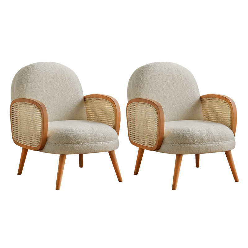 Mid-century Fixed Back Accent Armchair Bedroom Solid Color Accent Chair White Polyester Blend 2 Piece Set Clearhalo 'Accent Chairs' 'accent_chairs' 'Chairs & Seating' 'furn' 'furn_accent_chairs' 'Furniture' 'Living Room Furniture' 6500742