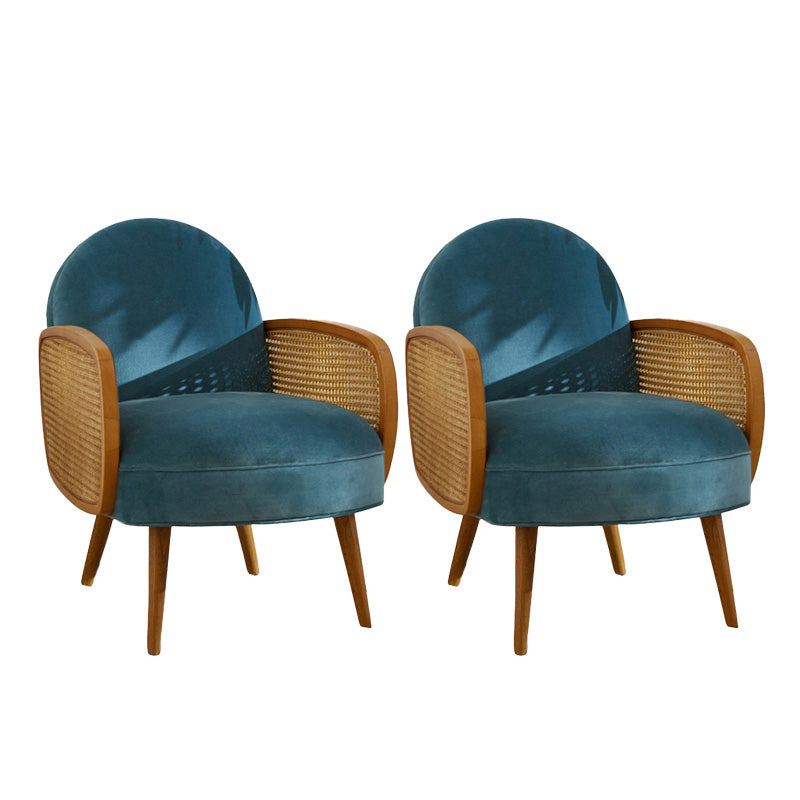 Mid-century Fixed Back Accent Armchair Bedroom Solid Color Accent Chair Blue Velvet 2 Piece Set Clearhalo 'Accent Chairs' 'accent_chairs' 'Chairs & Seating' 'furn' 'furn_accent_chairs' 'Furniture' 'Living Room Furniture' 6500747