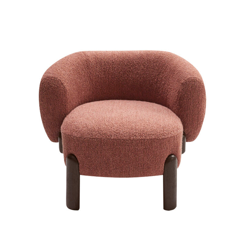 Contemporary Fixed Back Barrel Chair Bedroom Solid Color Lounge Chair Red Tech Flannel 1 Piece Clearhalo 'Accent Chairs' 'accent_chairs' 'Chairs & Seating' 'furn' 'furn_accent_chairs' 'Furniture' 'Living Room Furniture' 6500767