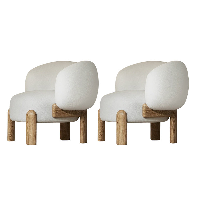Contemporary Fixed Back Barrel Chair Bedroom Solid Color Lounge Chair Off-White Flannel 2 Piece Set Clearhalo 'Accent Chairs' 'accent_chairs' 'Chairs & Seating' 'furn' 'furn_accent_chairs' 'Furniture' 'Living Room Furniture' 6500772