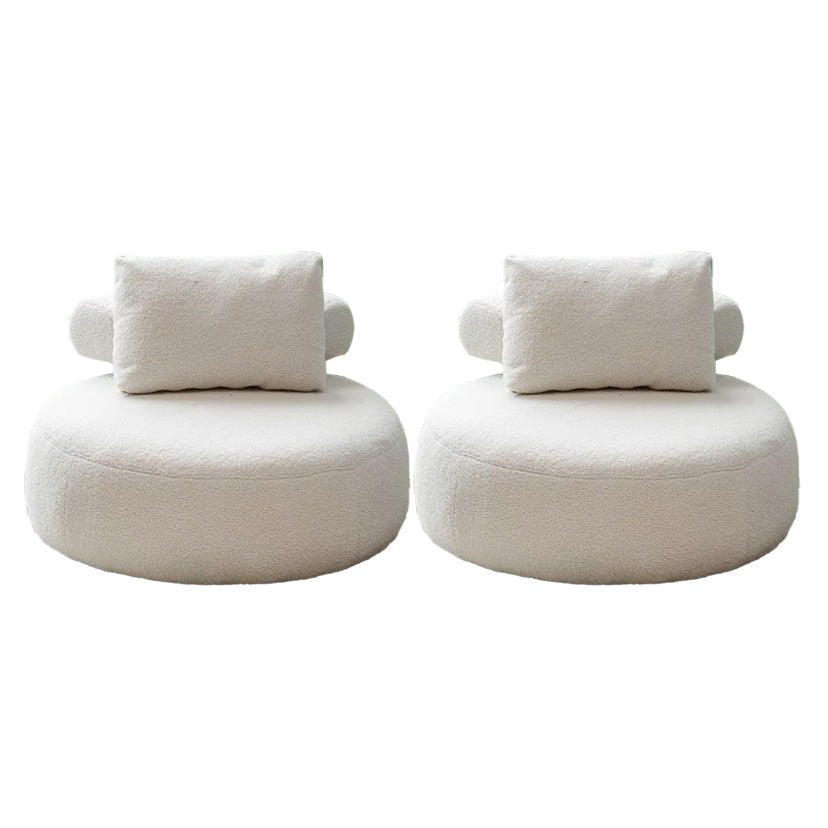 Contemporary Fixed Back Lounge Chair Bedroom Solid Color Lounge Chair White Wool Blend 2 Piece Set Clearhalo 'Accent Chairs' 'accent_chairs' 'Chairs & Seating' 'furn' 'furn_accent_chairs' 'Furniture' 'Living Room Furniture' 6500785