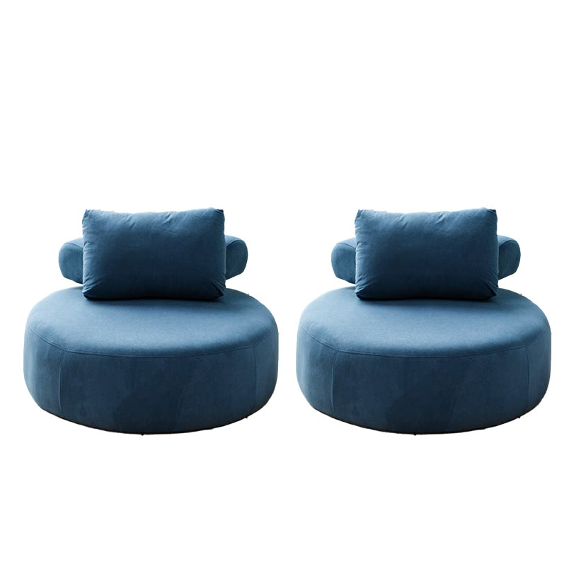 Contemporary Fixed Back Lounge Chair Bedroom Solid Color Lounge Chair Blue Linen Blend 2 Piece Set Clearhalo 'Accent Chairs' 'accent_chairs' 'Chairs & Seating' 'furn' 'furn_accent_chairs' 'Furniture' 'Living Room Furniture' 6500789